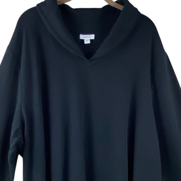 SOLD.   J. Jill Black Sweatshirt Pullover Size 4X Comfy Basic Shawl Collar - Picture 2 of 7